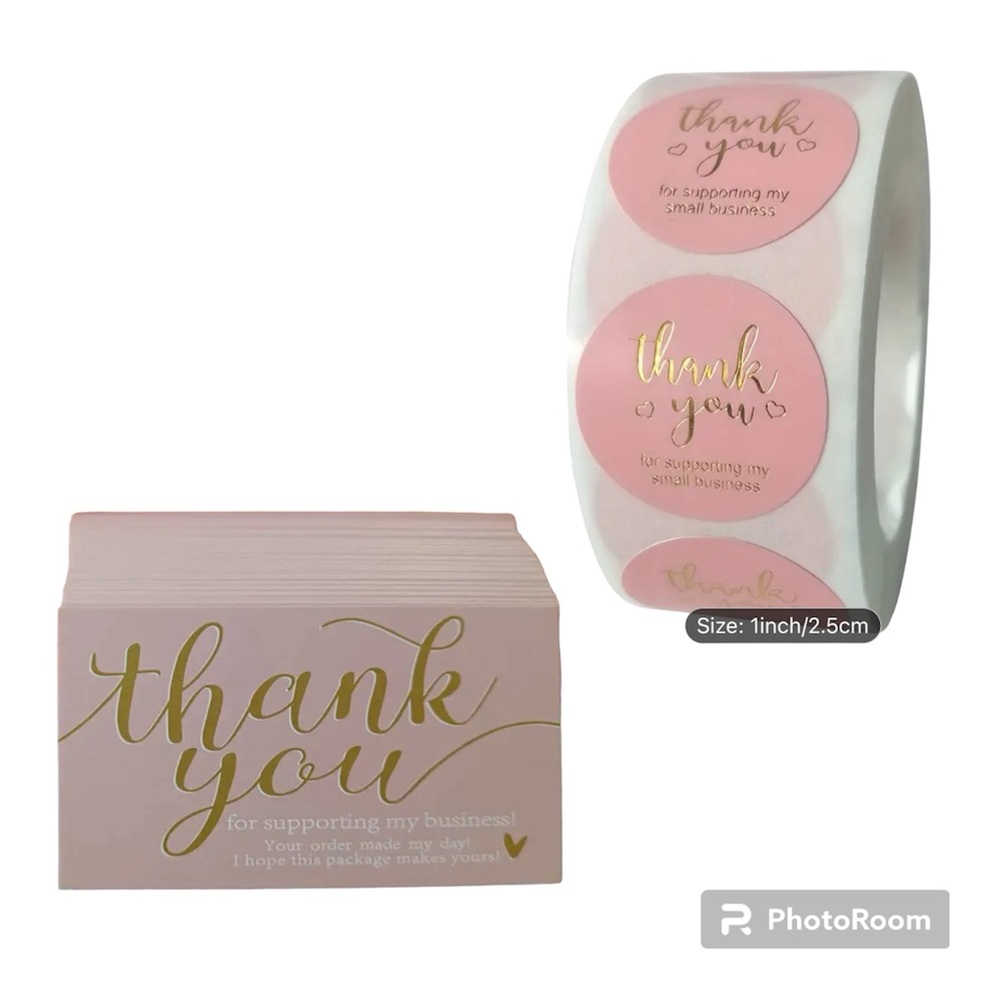 Thank You Cards And Stickers Bundle, 550 Piece, Sellers Bundle, Pink & Gold
